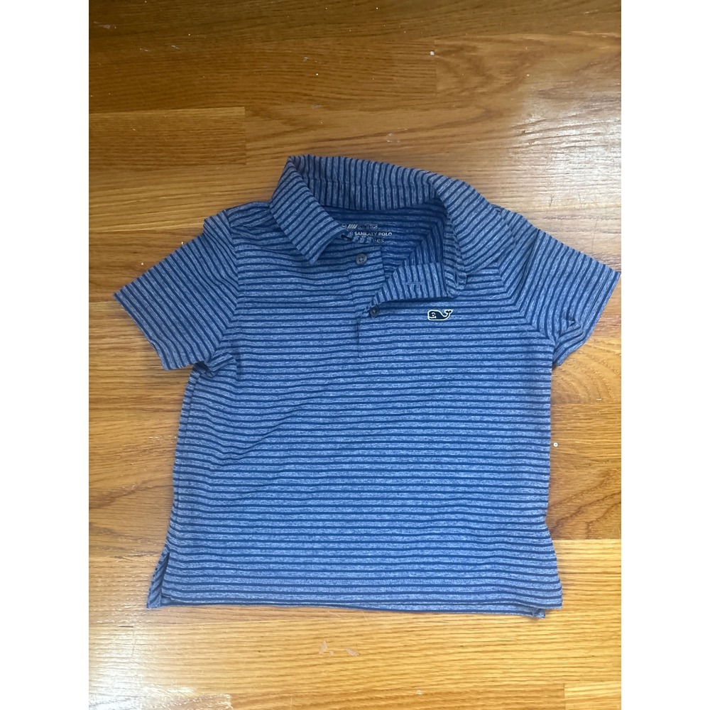 Vineyard Vines Boys Blue Striped On-The-Go Sankaty Polo Shirt Toddler Size 2T